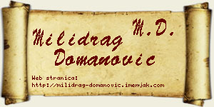 Milidrag Domanović vizit kartica
